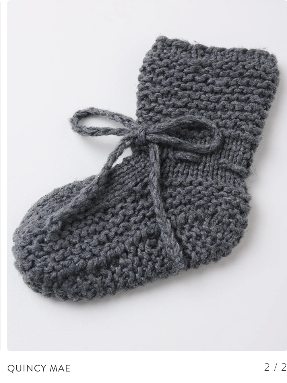 Quincy Mae Knit Baby Booties in Midnight Gray 0-3 months